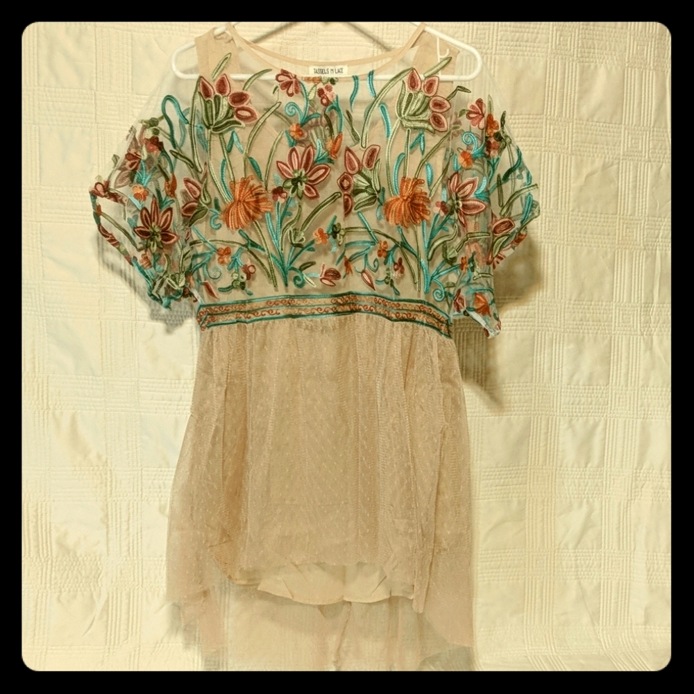 Tassels N Lace mini dress mesh floral spring